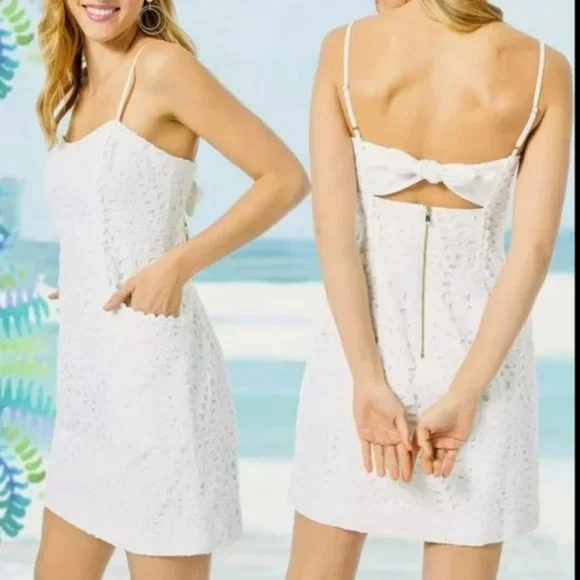 Lilly Pulitzer Shelli Dress Resort White Large Petal Eyelet